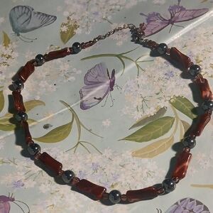 Macy's Red and Silver Beaded Necklace